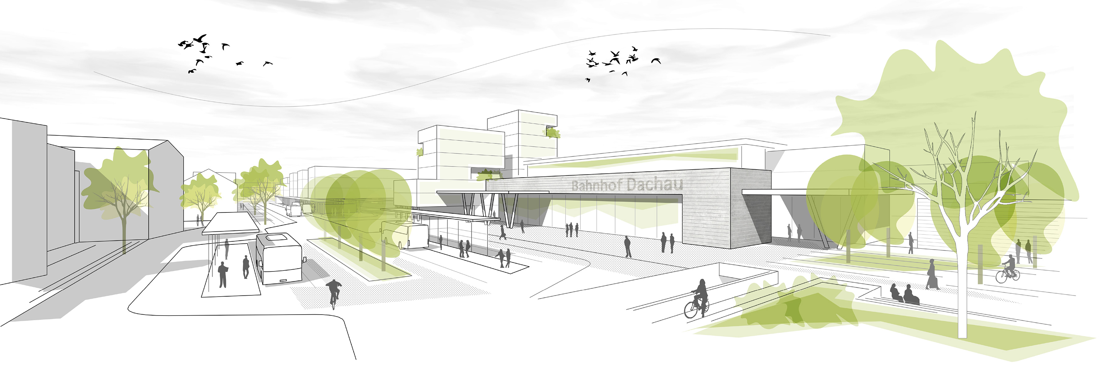 Städtebaulicher Ideenwettbewerb Bahnhof Dachau Perspektive